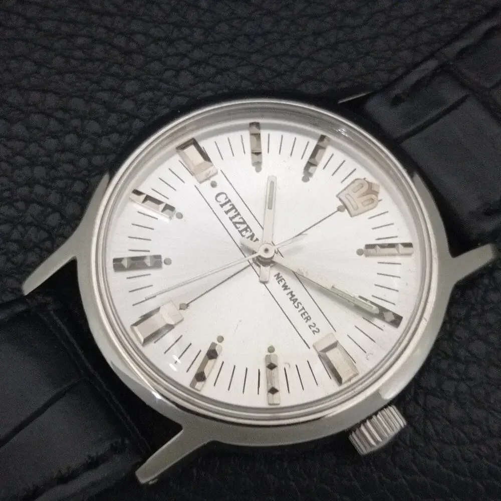 Vintage 1982 Citizen Manual Wound Mens Silver Watch & Silver accents